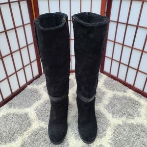 Aquatalia Calli Wedge Quilted Suede Leather Boots